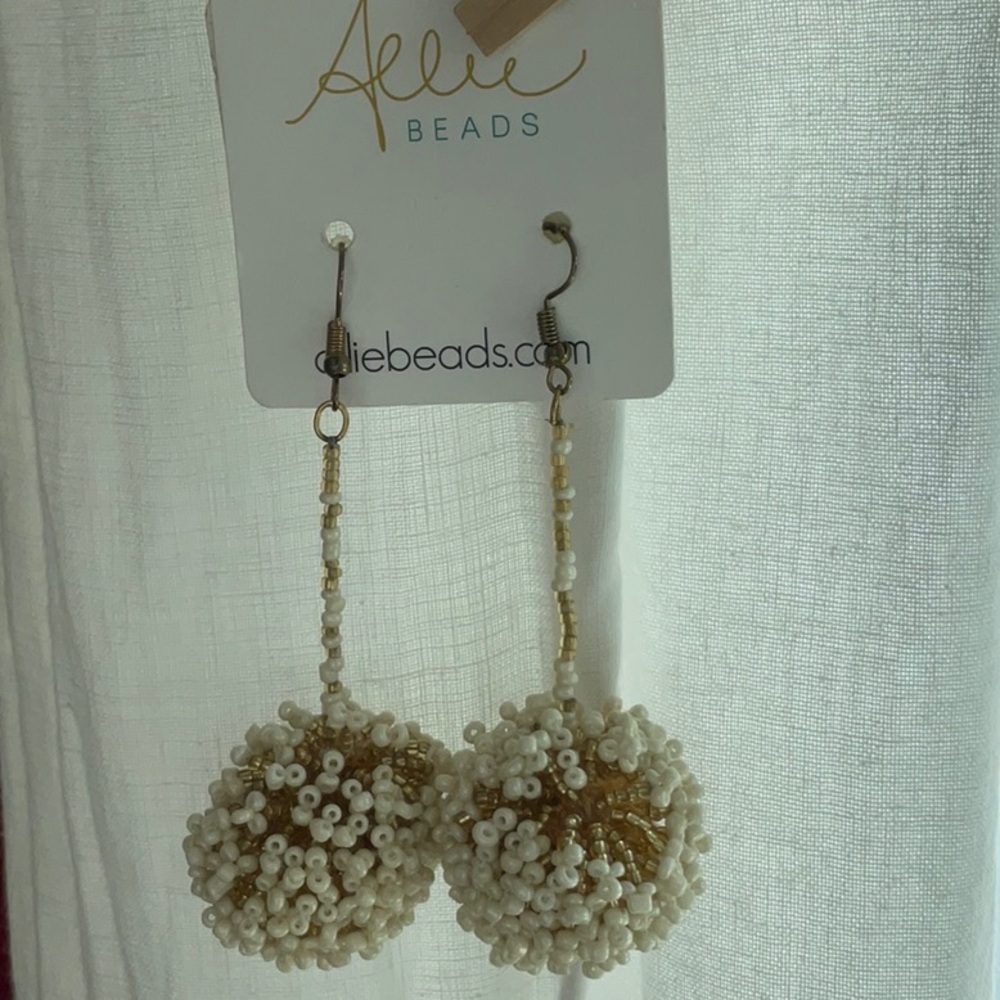 Allie beads beaded hanging balls pierced earrings. Gorgeous beads.